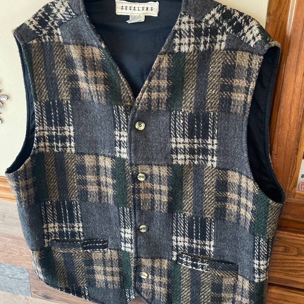 Vintage Button Down Mens Wool Blend Sweater Vest size XL